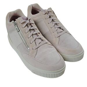Ryka Suede Zip White Sneakers - Suede/Fabric Zip detail Size 11